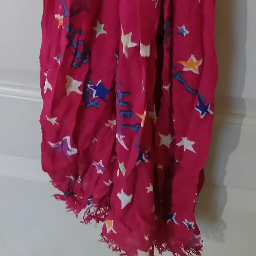 Betsey Johnson Scarf Pink Stars Like New